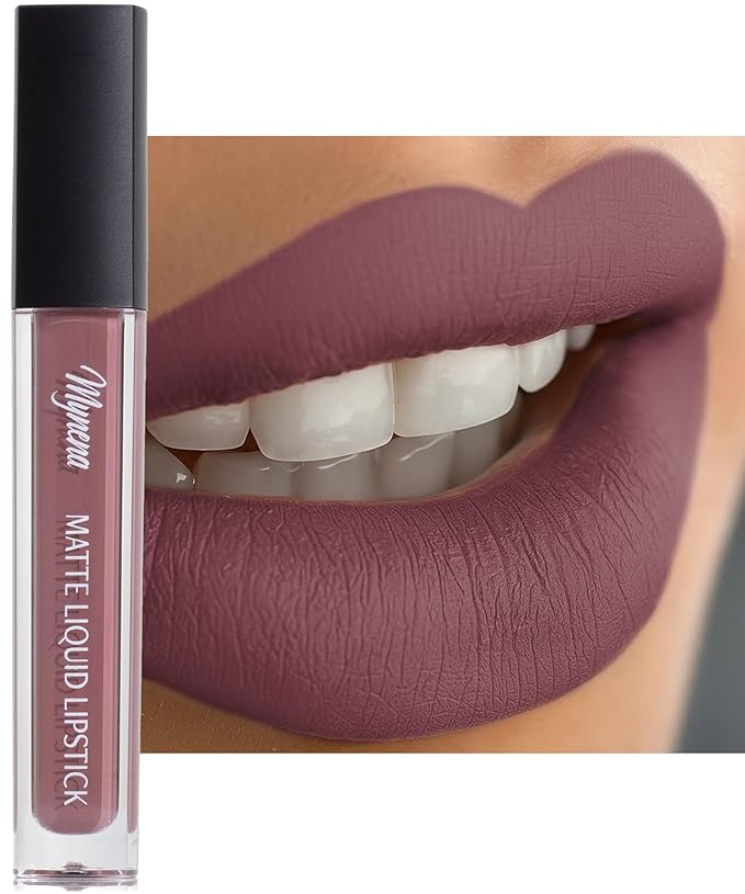 Mynena Hydrating Dusty Mauve Rose Matte Liquid Lipstick, Long Lasting - Eve