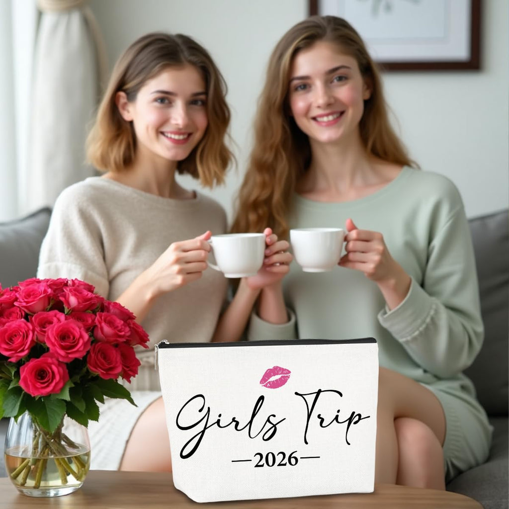 NBIAN 4 PCS Girls Trip Gifts Favors 2026 Girls Weekend Gifts for Women Bestie Gifts Friend Gifts Girls Trip Favors for Sister Females Friendship Holiday Vacation Makeup Bag Weekend Bags for Women