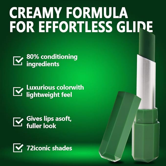 IATMOMOD Sea Green Cream Matte Lipstick Stick 18#, Longwear Full Coverage Velvet Lip Color, Waterproof Multi-Use Lip & Cheek Makeup for Party & Daily Wear, Labial con color mate para uso diario