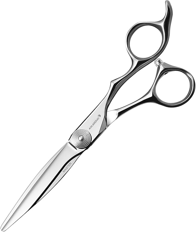 AOLANDUO Master Series Barber Scissors 6" – VG10 Steel, Large Frame Handle for Big Hands, Reinforced Blade Back for Long-Term Use, Convex Edge, Precision Tension, 1 Count