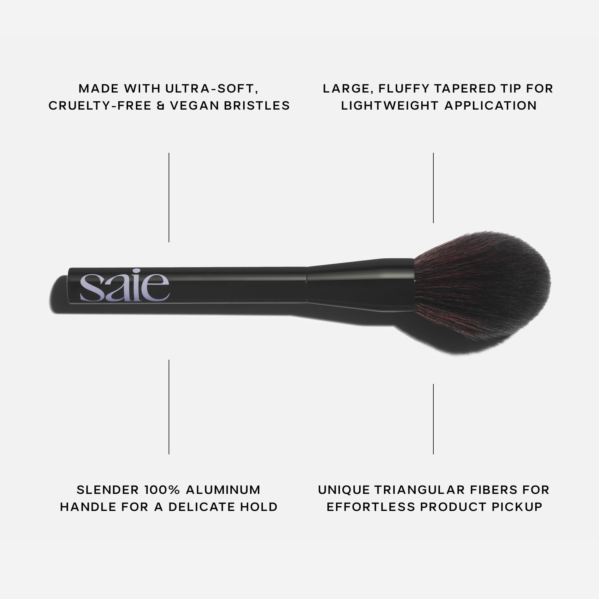Saie All-Over Powder Makeup Brush - Large, Tapered, & Fluffy Setting Powder Brush for Lightweight, Effortless Application - Ultra-Soft, Cruelty-Free & Vegan Face Makeup Brushes (1 Count)