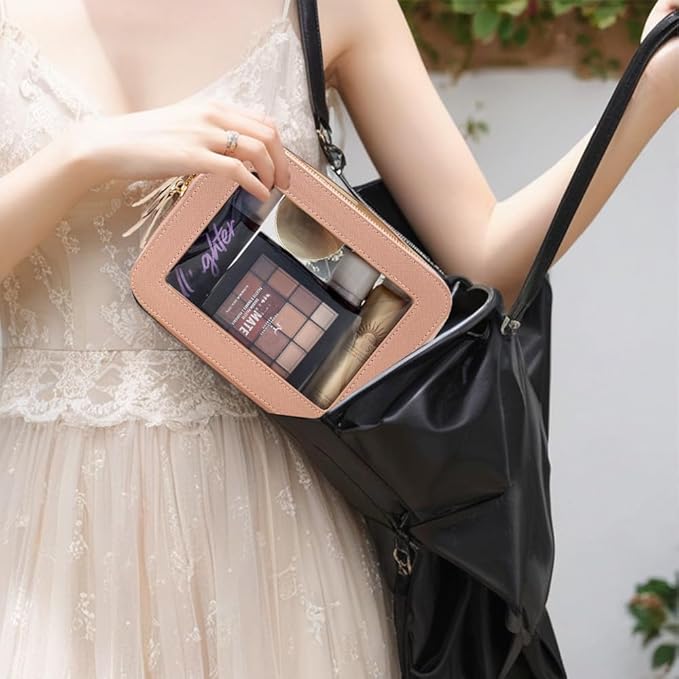 FFpaw Clear American Mahjong Tile Bag, Makeup Bag Travel Cosmetic Organizer Case Waterproof Skincare Toiletry Bag with Zipper Portable Make Up Pouch Compact Car Organizer Bag for Essentials