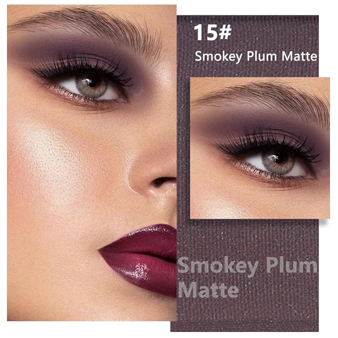 evpct Matte Shimmer Eggplant Purple Eyeshadow Palette Makeup for Older Women Brown Eyes, Deep Dark Mauve Plum Purple Cream Eye Shadow Palette Single for Older Women, Monochrome Long Lasting Eyeshadow