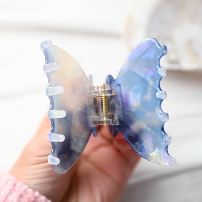 Prettyou Handmade Celluloid Acetate French Design Barrettes Tortoise Shell Claws Hair Claw Luxury Fashion Accessories Hair Clip for Women (aespa blue)