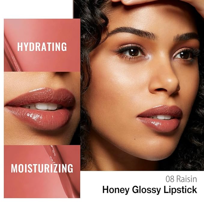 evpct Nude Brown Honey Lipstick Tinted Lip Balm, Moisturizing Tinted Lip Oil Stick Lipstick for Older Women, Sheer Lightweight Hydrating Nourishing Shine Tinted Lip Color Gloss Tint Stain, 08 Raisin