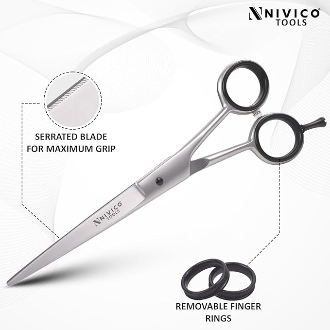 Nivico Tools Super Cut Barber Scissor - Professional Hairdressing Scissors, Premium Stainless Steel Hair Cutting Shears with Precision Adjustment Dial - Ergonomic Salon-Grade Shears for Men & Women