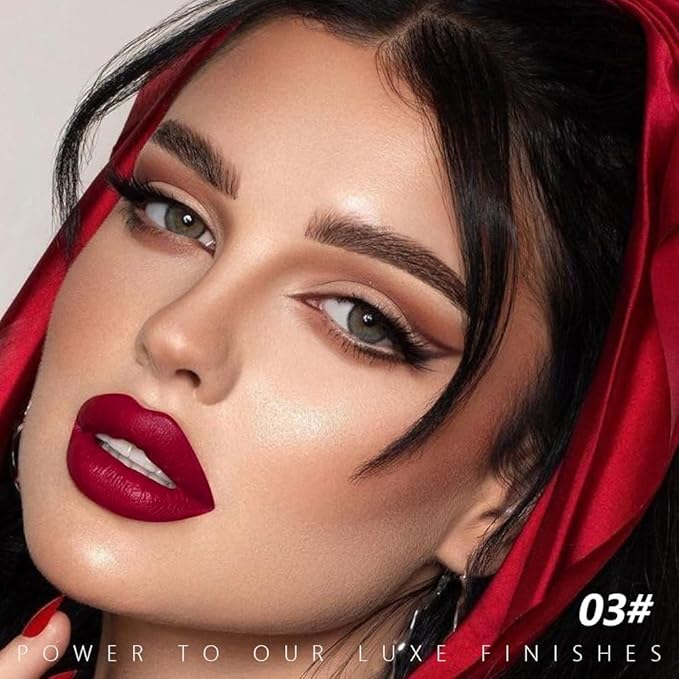 IATMOMOD Wine Red Cream Matte Lipstick Stick 03#, Longwear Full Coverage Velvet Lip Color, Waterproof Multi-Use Lip & Cheek Makeup for Party & Halloween, Lápiz labial mate color vino para mujer