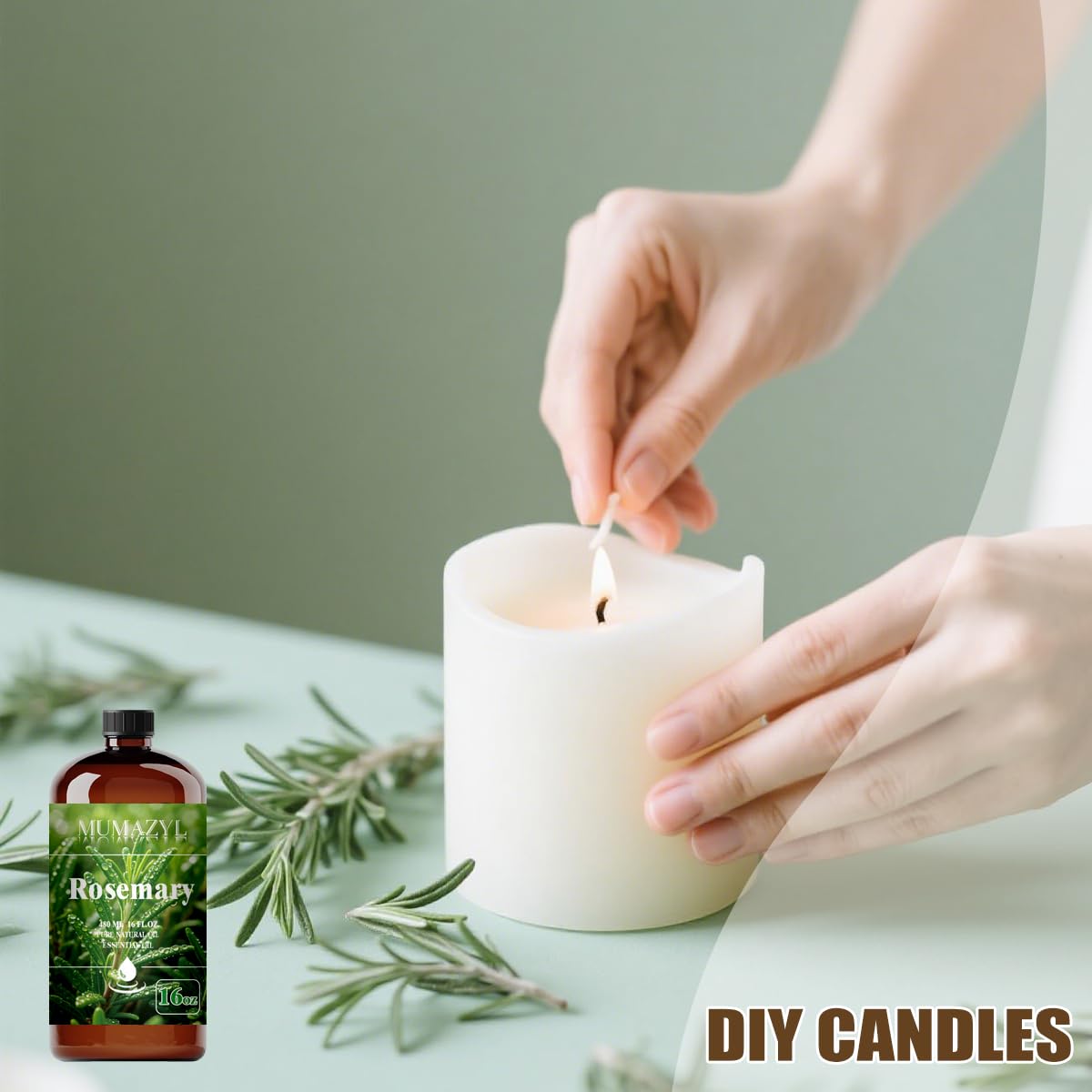Rosemary Essential Oil, Rosemary Oil 16 Fl Oz 480ML for Diffuser Humidifier Yoga Cleaning DIY Candle Soap Making MUMAZYL Essential Oils