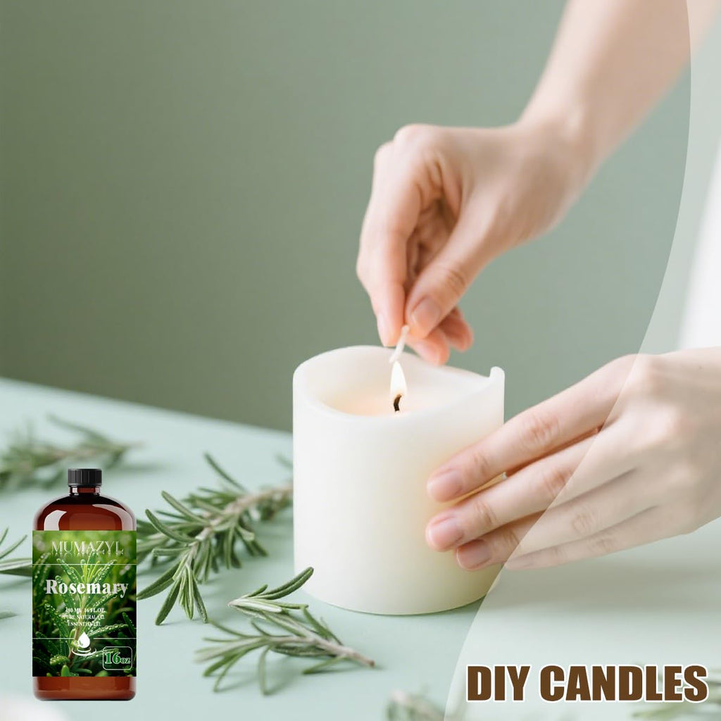Rosemary Essential Oil, Rosemary Oil 16 Fl Oz 480ML for Diffuser Humidifier Yoga Cleaning DIY Candle Soap Making MUMAZYL Essential Oils
