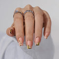 BTArtbox Press On Nails, Gold Leaf, Short Square, Gold Designed, 32Ct