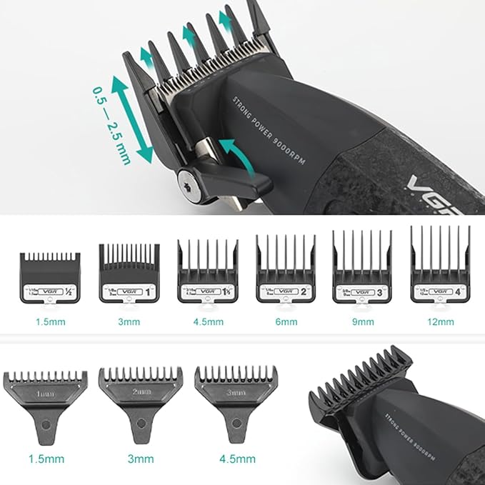 VGR 640 Professional Hair Clippers for Men with Clipper Trimmer Set, Black