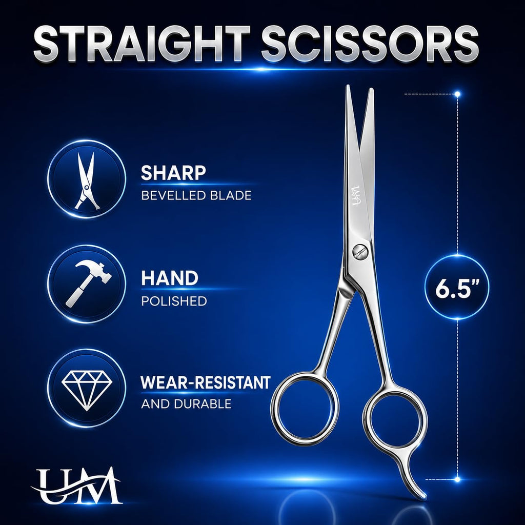 UM Supplies Scissors 6.5 | Premium Barber Shears For Hair Cutting | Multiple Purpose Cutting Scissors | Haircut Scissors For Salon I Women | Mens | kids I Pets