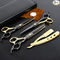 Dozmux 6.7inch Black Gold Hairdressing Hair Cutting Scissors Set