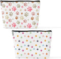 2 Pcs Colorful Dog Footprints Makeup Bag, Travel Makeup Case Cosmetic Bags