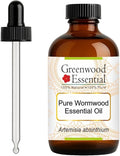 Greenwood Essential Pure Wormwood Essential Oil (Artemisia Absinthium) with Glass Dropper Steam Distilled 120ml (4 oz)