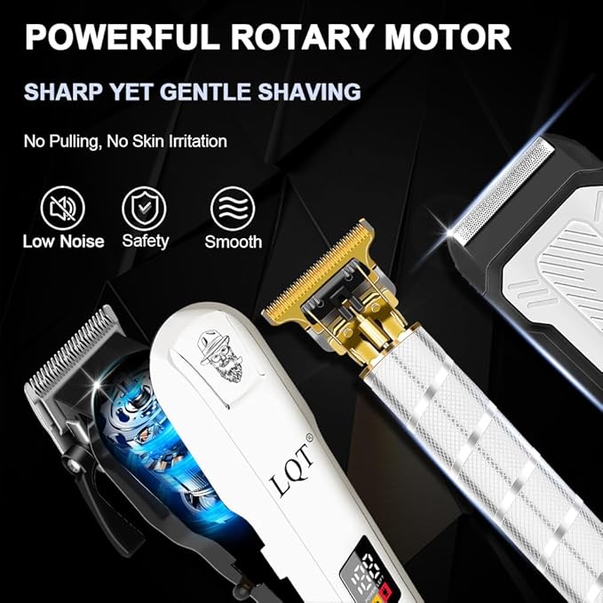 LQT Clippers and Trimmers Set for Men Cordless Professional Hair & Beard Trimmer with Adjustable Lever and Large Battery Capacity, Electric Razor for Men, Ideal for Home Barber Shops