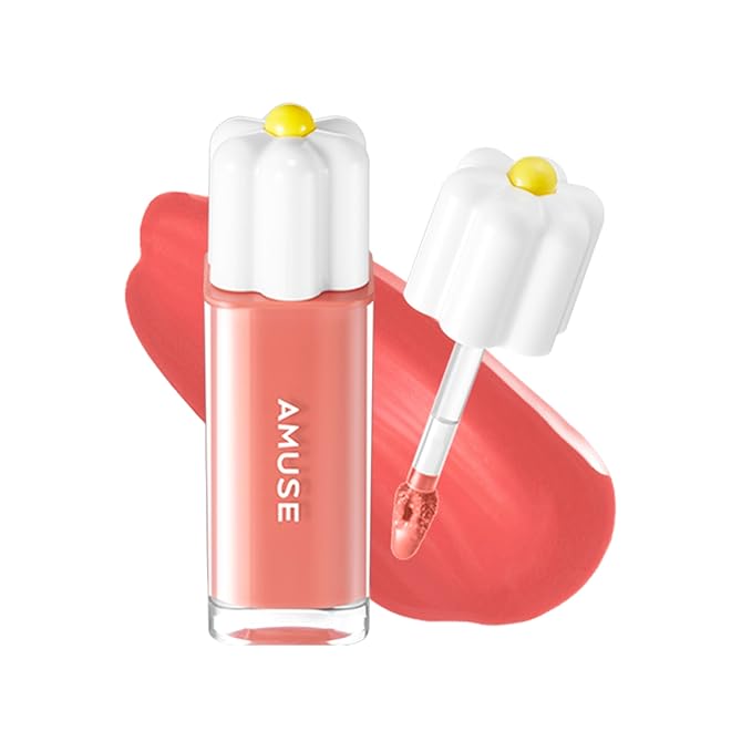 Amuse SEOUL Daisy Flower Dew Tint (06 FIG DEW) - Glossy Moisturizing Lip Stain, Watery Glow Lip Tint, Long Lasting Color, Dewy Finish, Vegan, Korean Beauty Makeup