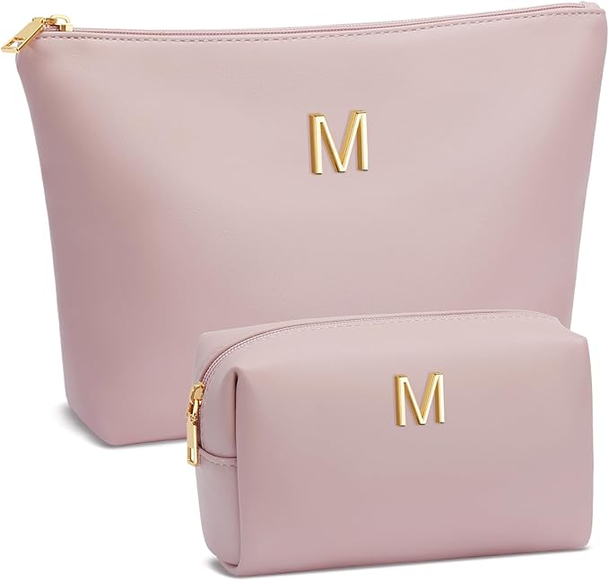 CLOUDWINGS Gifts for Women Girls Personalized Initial Travel Makeup Bag