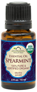 US Organic 100% Pure Spearmint Essential Oil - USDA Certified Organic, Steam Distilled - W/Euro droppers (More Size Variations Available) (15 ml /.5 fl oz)