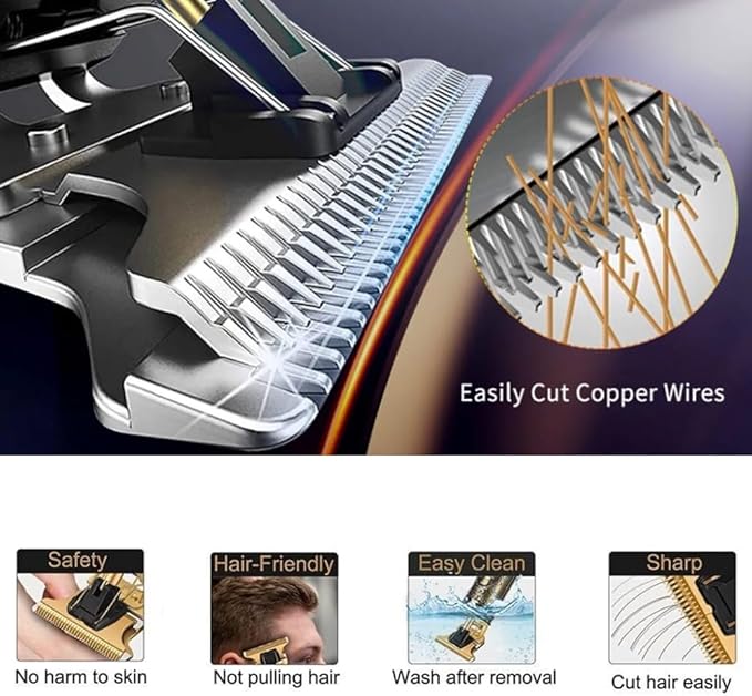 Wrrozz Professional Hair Clippers for Men Cordless, T-Blade & Copper Motor, Rechargeable Beard Trimmer with 3 Guards for Barber-Level Haircut & Trimming