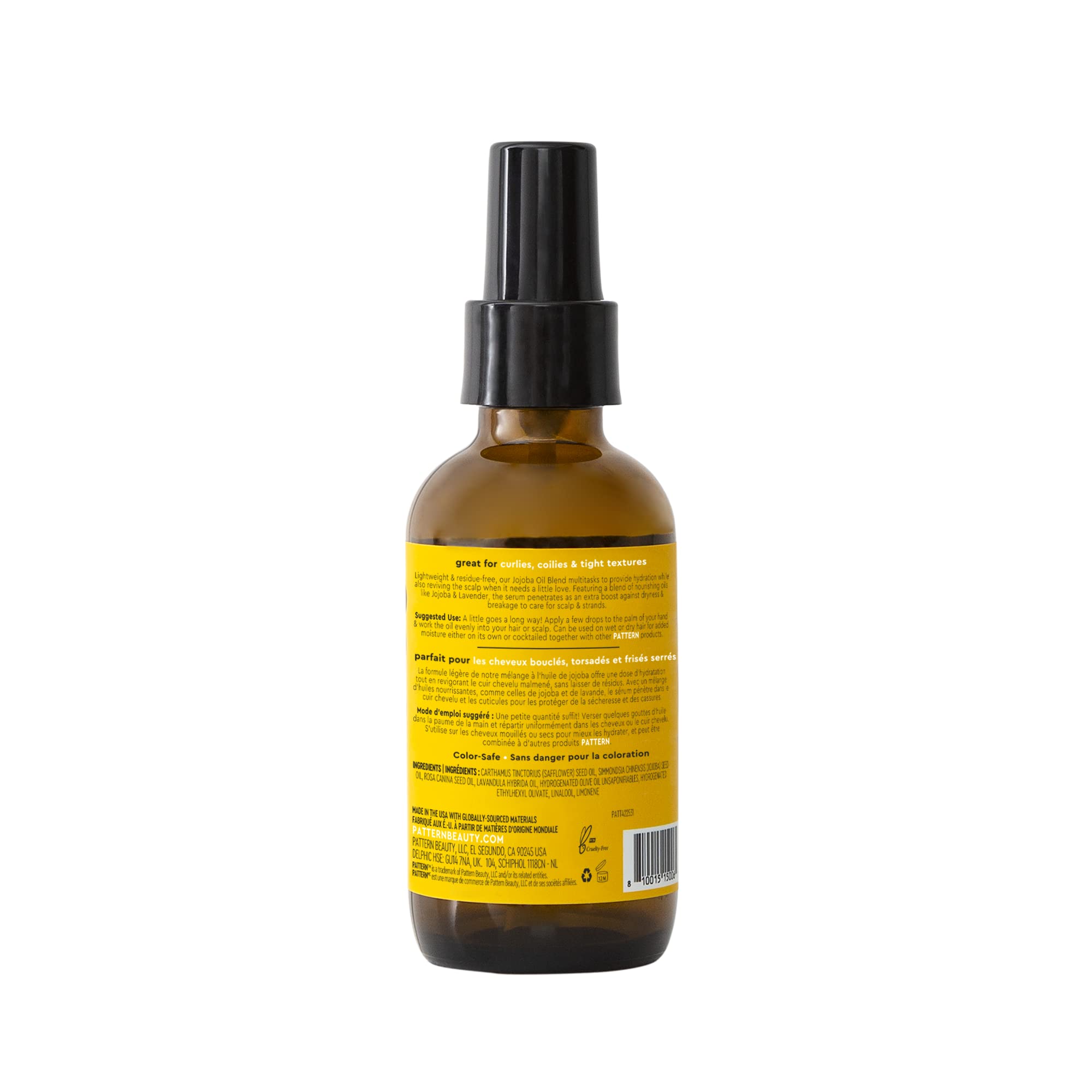PATTERN Beauty by Tracee Ellis Ross Jojoba Hair Serum, 3.9 Fl Oz, Safflower, Jojoba, Rosehip, Olive & Lavender Oils, Lightweight Moisture Boost for Hair and Scalp