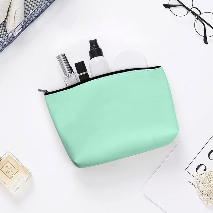 Meaudiwes Fashion Zipper Cosmetic Case, Portable Makeup Case, Personality Toiletry Bag, Travel Cosmetic Toiletry Bag Light Blue