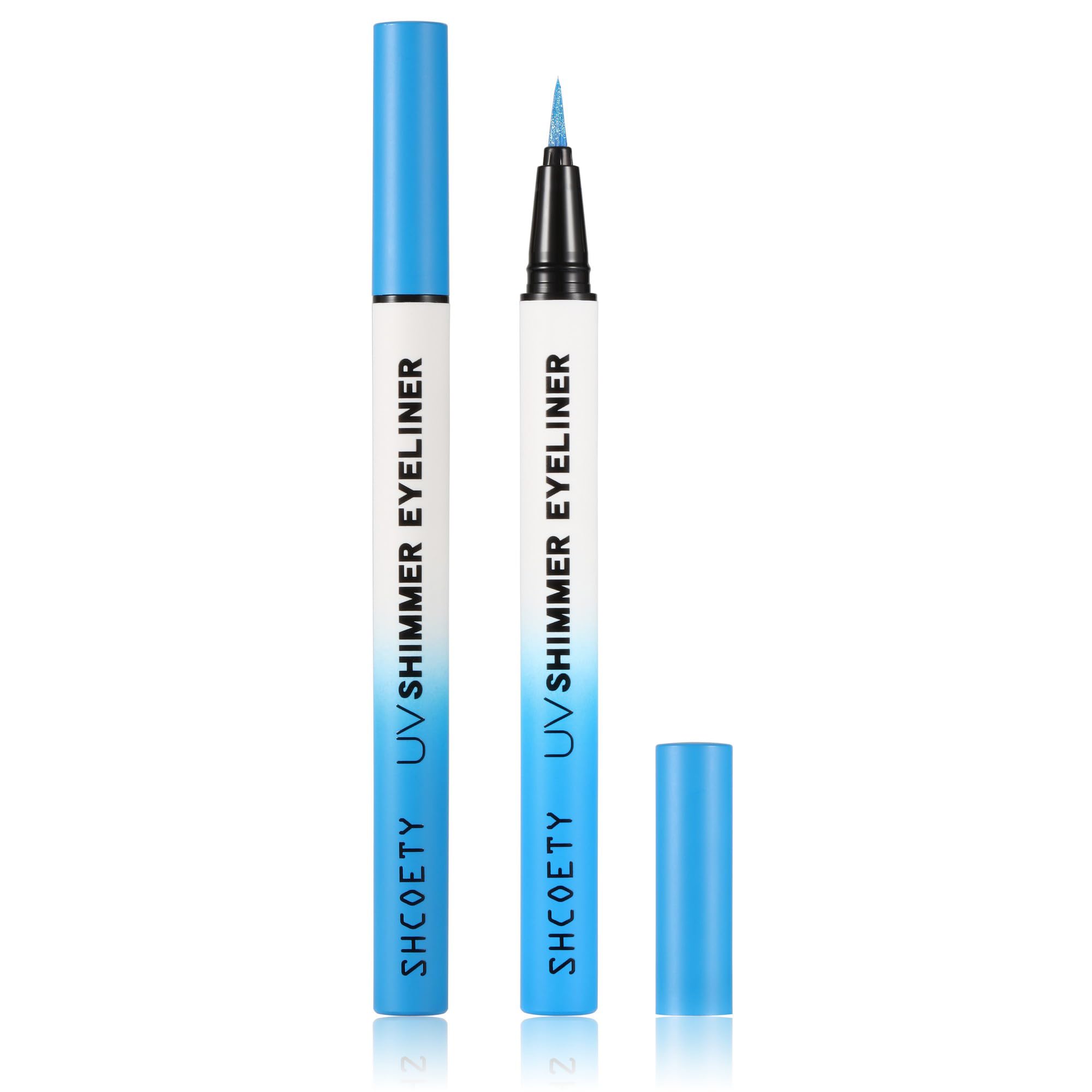 Wismee Metallic Neon Liquid Eyeliner, Glitter Neon Colored Eyeliners Pen, High Pigmented, Waterproof Smudge-Proof and Long-Lasting Metallic Eye Makeup for Halloween Christmas,Shimmer Blue