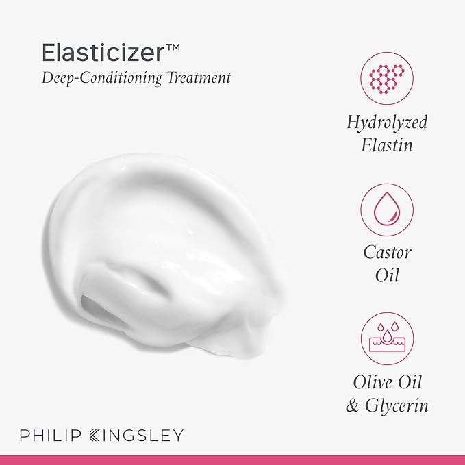 PHILIP KINGSLEY Elasticizer Deep-Conditioning Hair Mask Repair Treatment for Dry Damaged Colored Bleached All Hair Types Deeply Conditions Adds Bounce and Shine, 16.9 oz