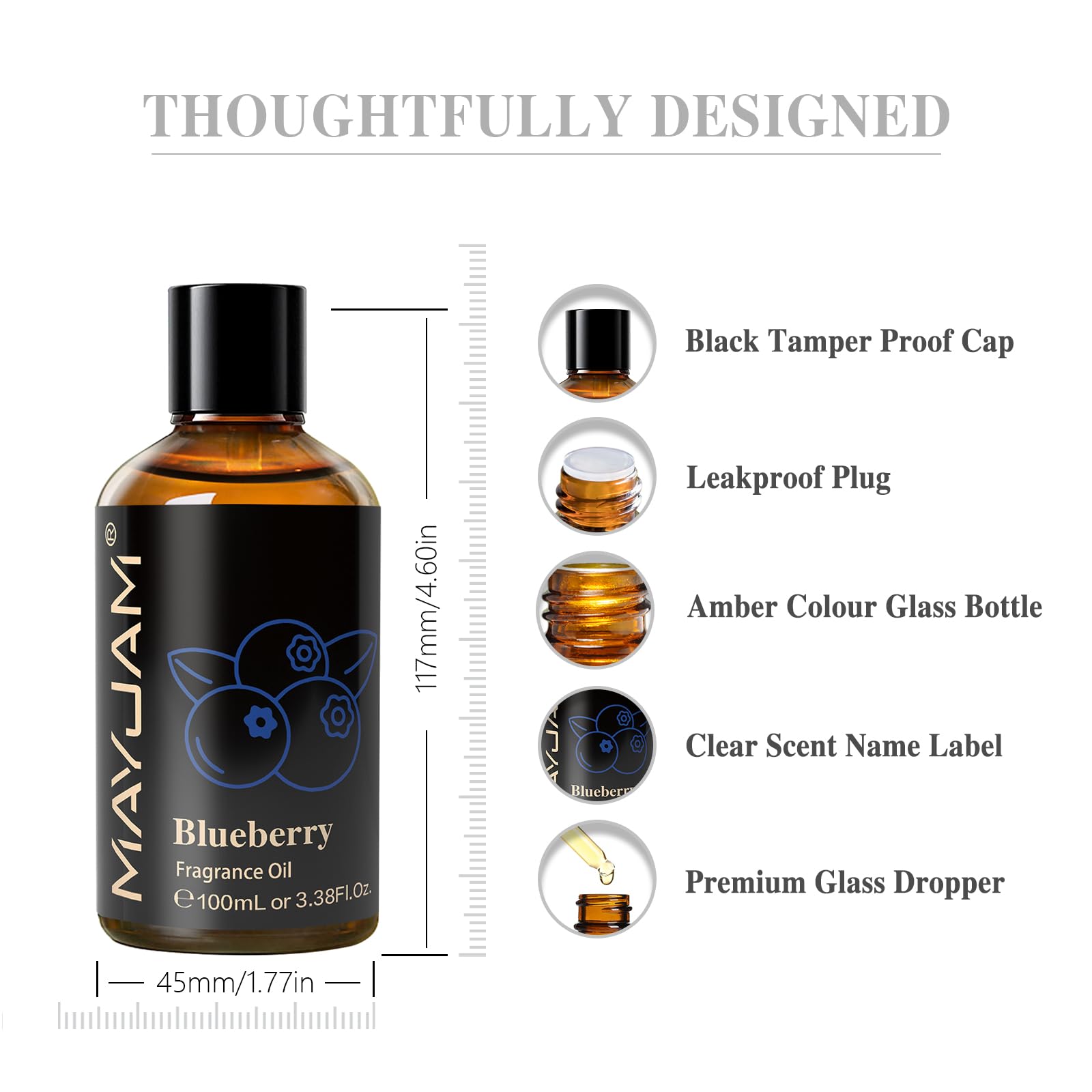 MAYJAM Blueberry Fragrance Oil for Diffusers for Home, 100ML/3.38FL.OZ