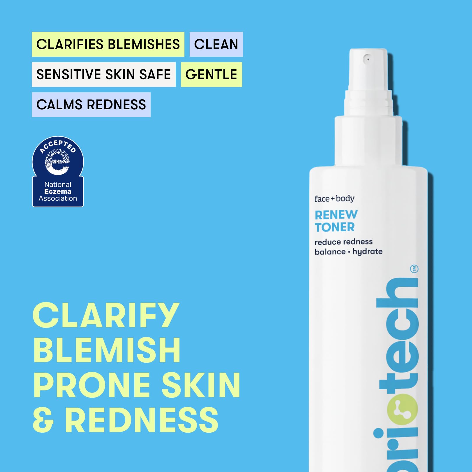 BRIOTECH Renew Toner, Hypochlorous Acid Spray, Minimize Appearance of Blemishes, Soothing Facial Mist for Sensitive Skin, Calm Redness & Bumps, Vegan, 2 fl oz Travel Size (2 Pack)