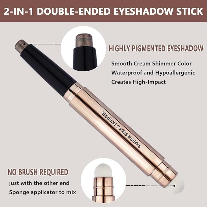 Metiplou Brown Eyeshadow Stick Eyeliner pencil For Eye Makeup Cream Shimmer Smooth Glitter Dark Light Matte Single Crayon Primer Palette Hypoallergenic Natural Waterproof Long Lasting Eyeshadow 07