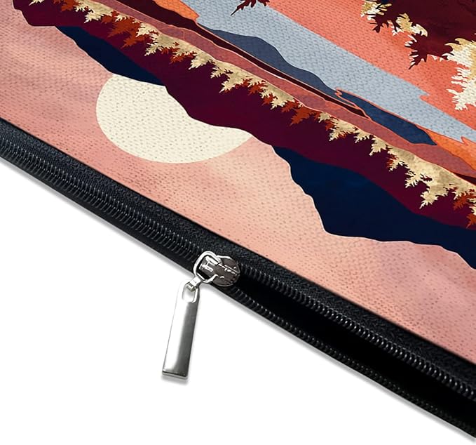 Givotin Cute Makeup Bag for Purse Canvas Waterproof Funny Cosmetic Bags for Women Zipper Travel Toiletry Pouch-Mountain Makeup Bags-Red