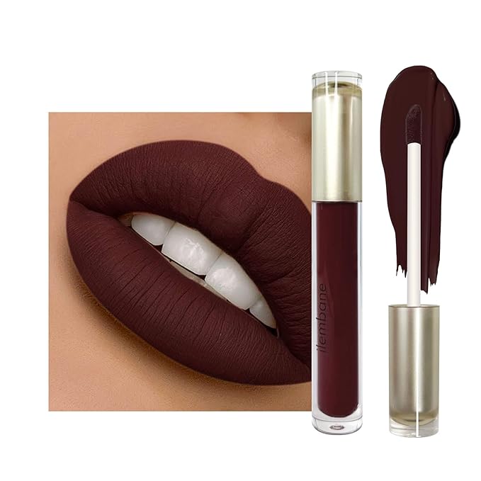 ilembane Dark Chocolate Matte Liquid Lipstick for Women, Long-Lasting