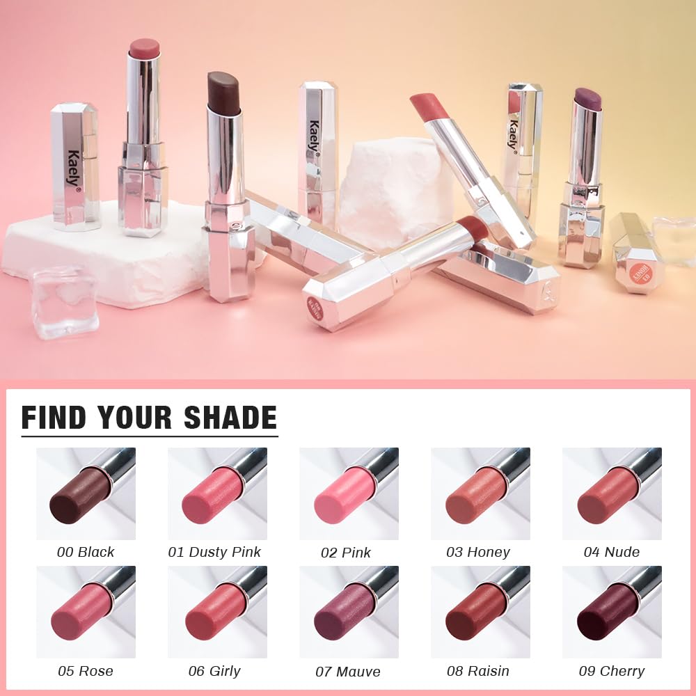 Kaely Honey Lipstick Tinted Lip Balm, Hydrating Shine Lipstick for Women Dry Lips, Moisturizing Nourishing Glossy Lip Gloss Stain Makeup, Sheer Lightweight, Vegan & Cruelty-Free, 00