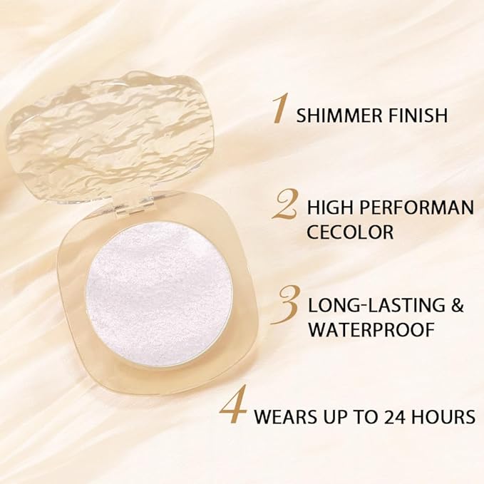 FeiCuiYun Light Pink Cream Glitter Shimmer Metallic Eyeshadow Palette Makeup, Natural Single Mini Instant Holographic Eyeshadow For Women, Sombras Crema Para Ojos, Talc, Paraben & Cruelty Free