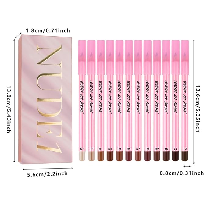 Hxssll 12Pcs Matte Lipstick Crayon Lip Liner pencil Set, Creamy & Hydrating Matte Lip Pencil, Smudge-Proof, Long-Wear Waterproof Lipstick Liner to Create Perfect Lip Makeup (12pcs) Set #01