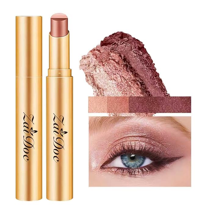 ZAIDOC 3 Color Eyeshadow Stick, Long Lasting & Waterproof Creamy Eye Shadow, with Vitamin E Makeup for Day & Night Look, 0.12 Oz (Glittering rose)