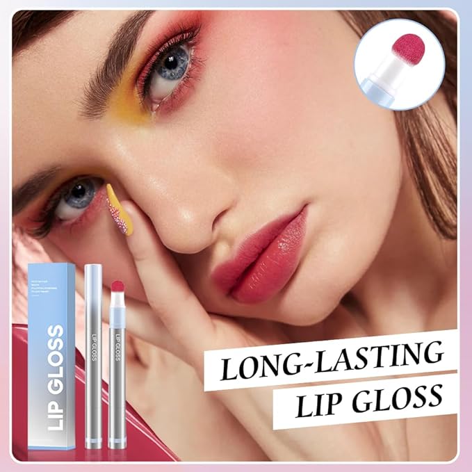 Hxssll Cushion Lip Gloss Matte Lip Tint – Long-Lasting Lightweight Color, Soft Plush Applicator for Gradient Blurred Lips, Non-Sticky Velvet Finish Hydrating Lip Stain 05#–Berry Plum