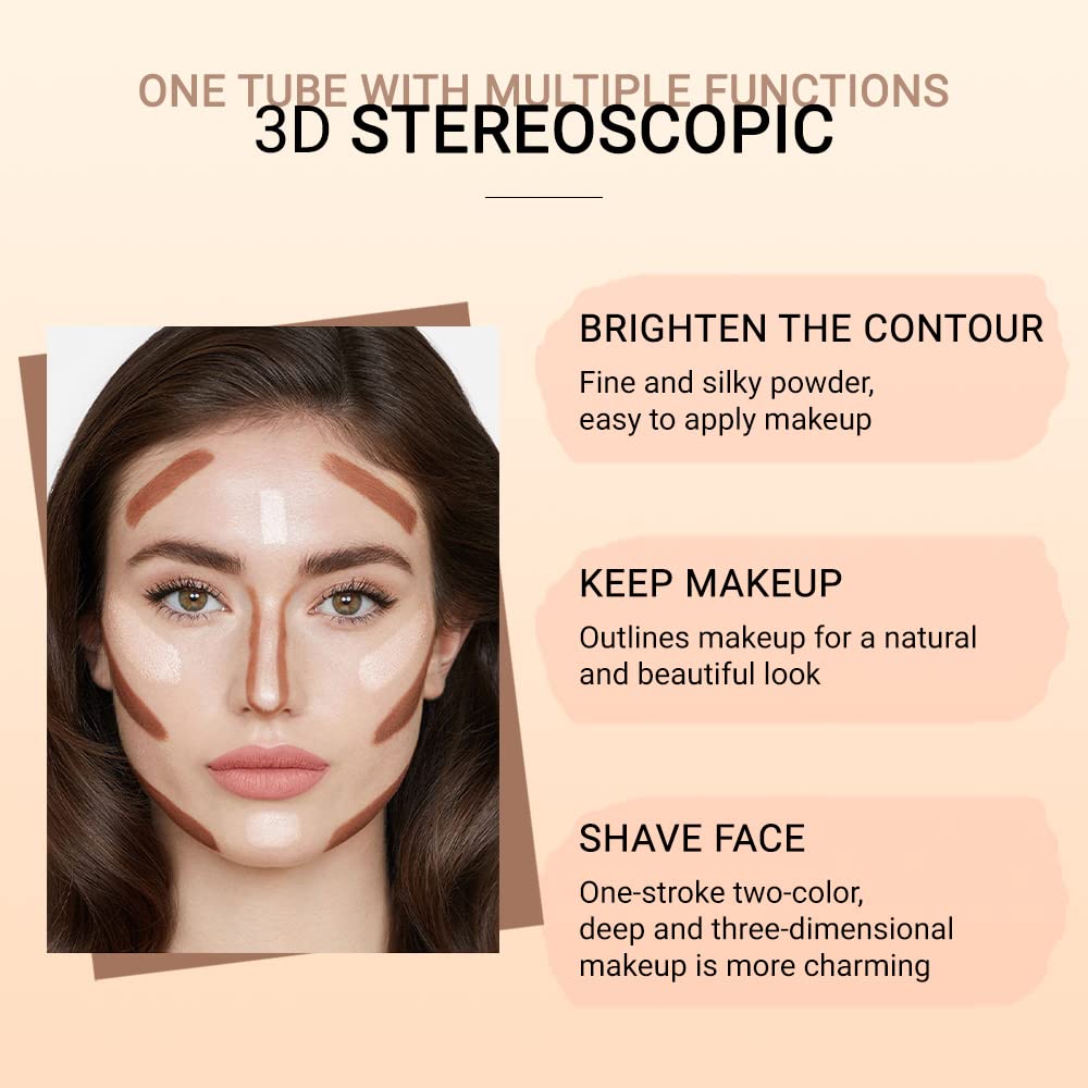 evpct 2In1 Cream Contour Stick Contouring Concealer Sticks Makeup Face Cream Kit for Beginners Creamy Contour and Highlight Stick contorno base de maquillaje para mujer en oferta 01 Ivory & Brown