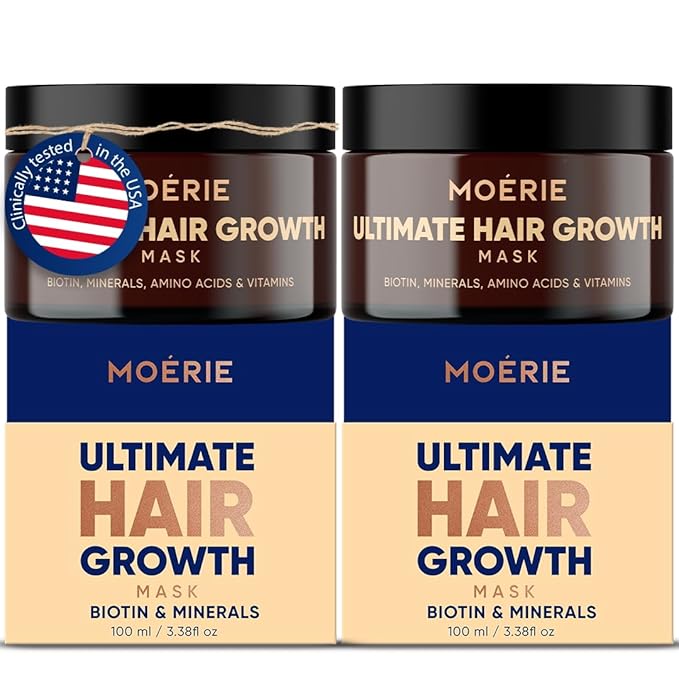 Moerie Mineral Hair Growth & Repair Mask – Hair Loss treatment Mask – Hair Regrowth For Longer, Thicker, Fuller Hair - Vegan Friendly – Paraben & Silicone Free, Double Set