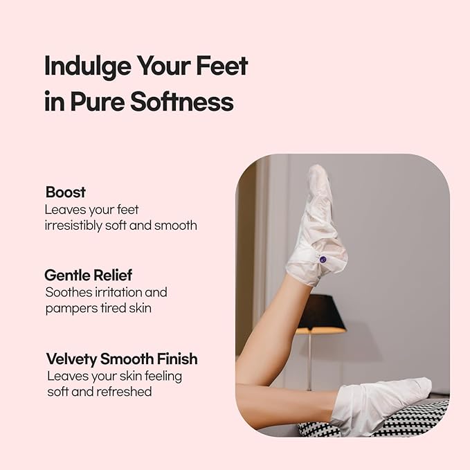 Epielle Moisturizing Foot Mask 6 Pairs, Soften with Sunflower Seed Oil & Vitamin E, Deep Moisturizing Socks for Dry, Cracked Feet, Self Care Gifts for Women, Spa Kit