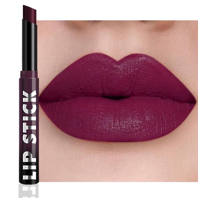 IATMOMOD Plum Purple Matte Lipstick for Women, Long Lasting Waterproof Transfer-Proof Vegan Lip Bar, 24H Moisturizing Smudge-Proof All-Day Lip Color for Daily & Party M08#