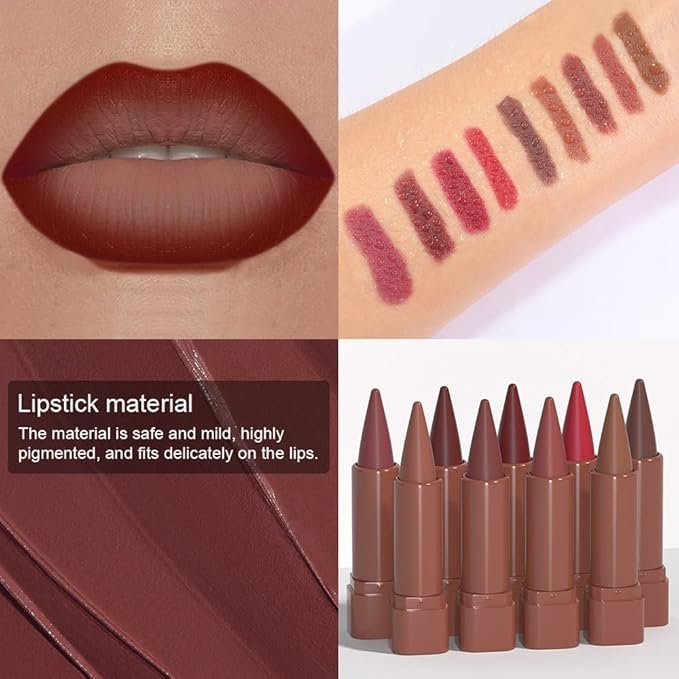 BINGBRUSH Wine Red Lip Liner,2-in-1 Lip Liner and Lipstick,Matte Lipstick
