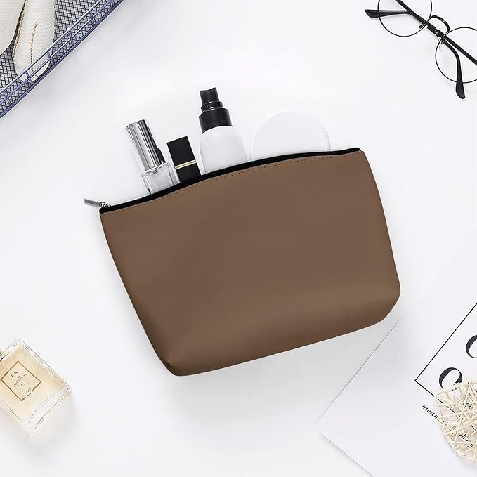 Personality Fashion Zipper Cosmetic Case, Portable Makeup Case, Toiletry Bag, Brown Travel Cosmetic Toiletry Bag