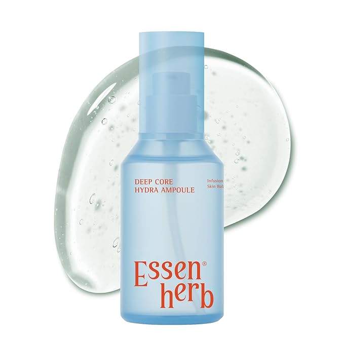 Essenherb Deep Core Hydra Ampoule – Phyto Mucin & 10-Type Hyaluronic Acid | Skin Repair & Moisture Locking Facial Serum | Korean Skincare (4.05 fl oz)