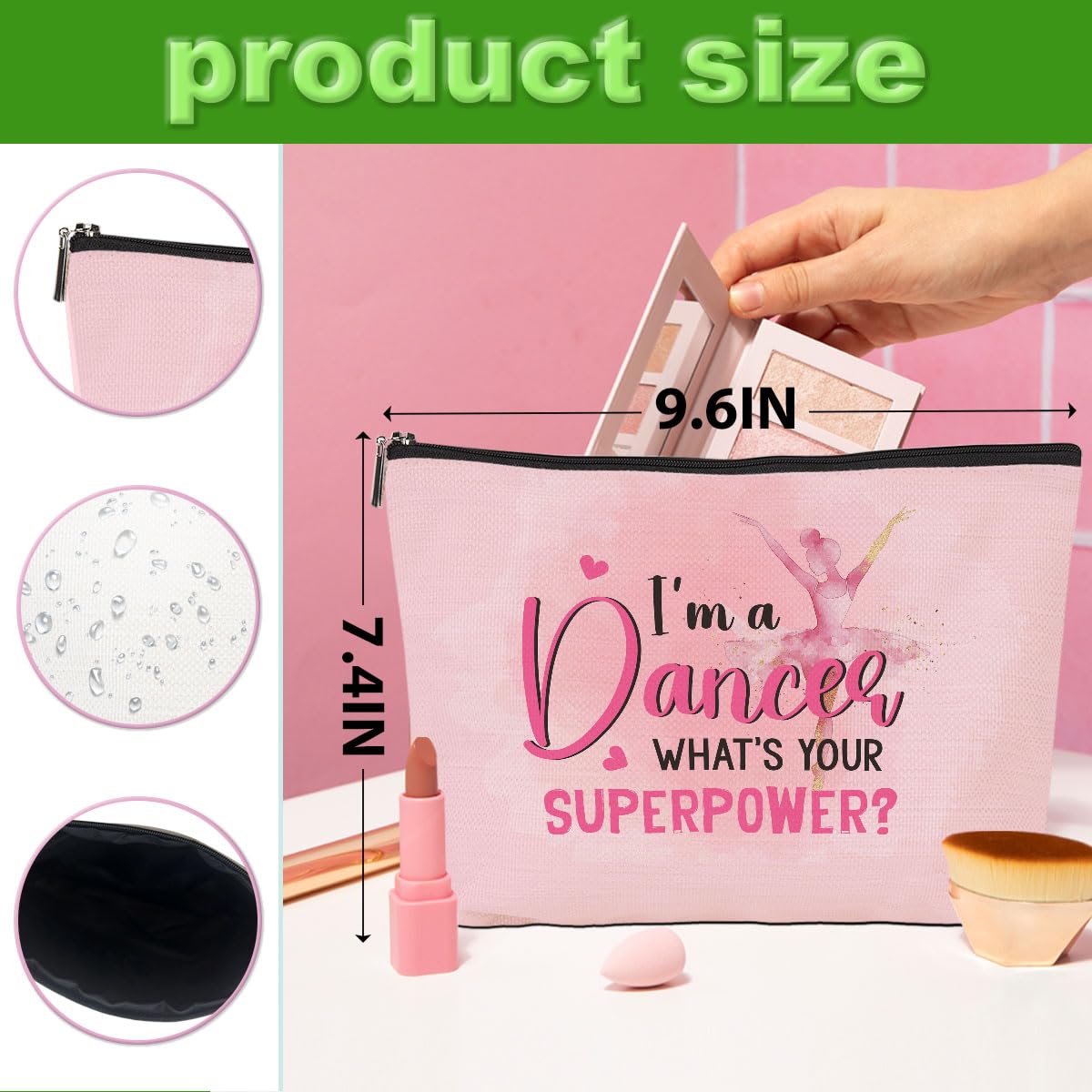 6 Pcs Dance Makeup Bag, Dancer Gifts, Dance Gifts Dance Stuff Cosmetic Bag Dance Recital Gifts for Girls Women Friends Dance Lover Travel Toiletry Bag, Dance Teacher Gifts Graduation Birthday Gifts