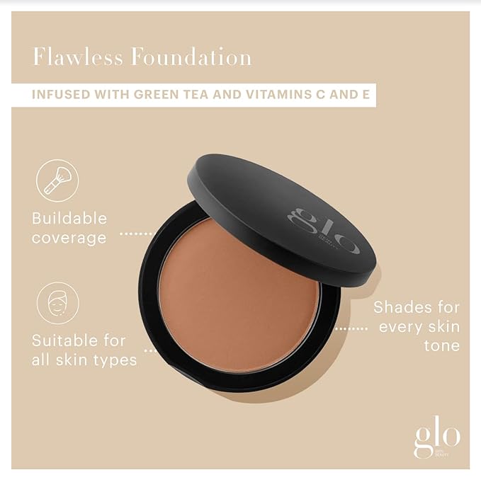 Glo Skin Beauty Pressed Base Powder Foundation, Tawny Medium – Buildable Sheer to Full Coverage, Long Wear Face Powder Compact, Pressed Powder Makeup for Smooth, Semi-Matte Finish