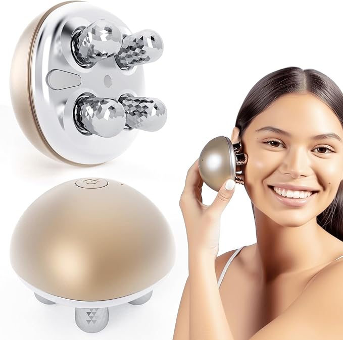 DEZALON Face Massager Tool, Eye and Neck Massager, Face Roller, Beauty Tools for Relaxing Facial Massage and Skin Care Routine, Gold