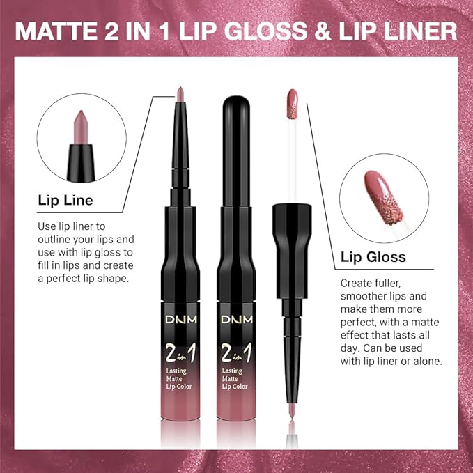 Kaely 2-in-1 Matte Lipstick and Lip Liner, Liquid Lip Stain Makeup for women Long Lasting Waterproof Smudge Proof, labiales matte mate larga duracion listip 24 hours originales, 35 Mauve Pink