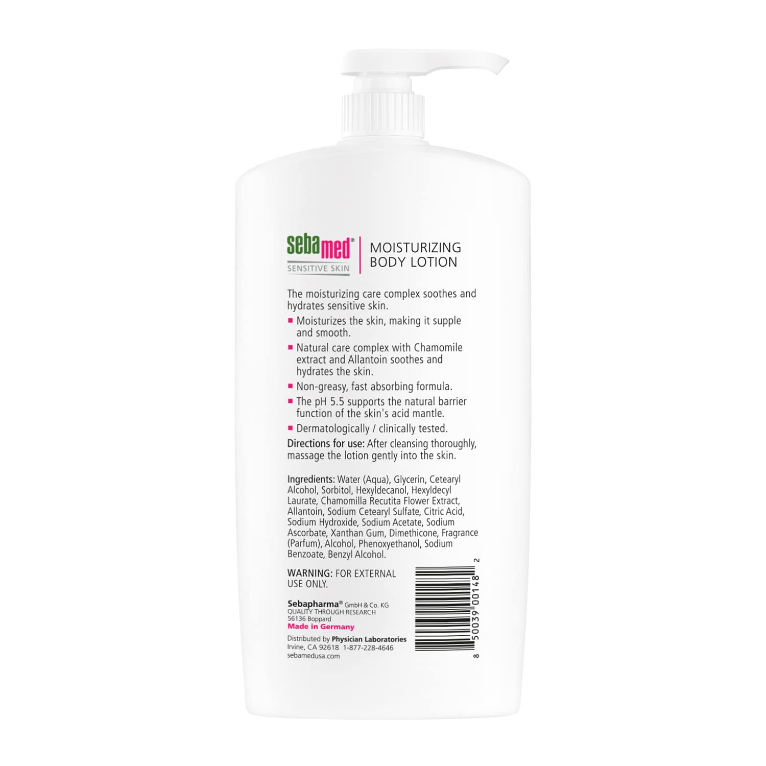 SEBAMED Moisturizing Body lotion pH 5.5 for Sensitive Skin Hypoallergenic Dermatologist Recommended Hydrating Moisturizer 33.8 Fluid Ounces (1 Liter)